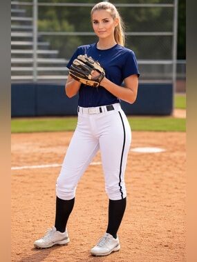 NWT Champro SZ M White/blue athletic softball/baseball pants/waist 28”-30”